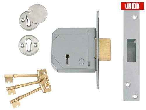 UNION - 3G114E 5 Lever Mortice Deadlock C-Series 80mm 3in Satin Chrome
