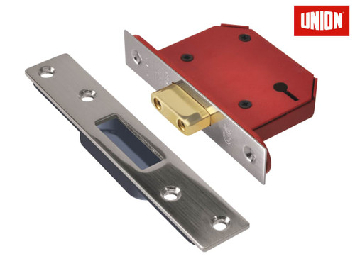 UNION - StrongBOLT 2103S 3 Lever Mortice Deadlock Stainless Steel 81mm 3in Visi
