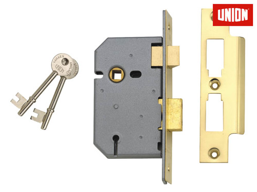 UNION - 2277 3 Lever Mortice Sashlock Satin Chrome 77.5mm 3in Visi