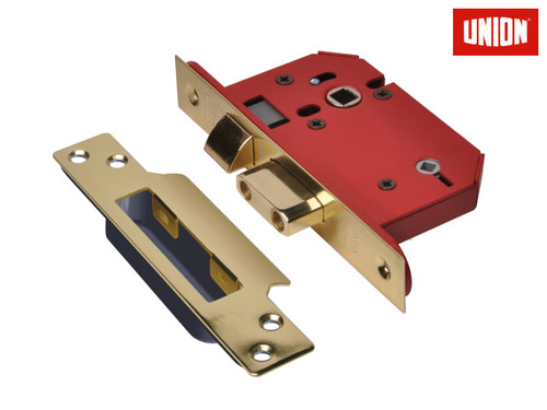 UNION - StrongBOLT 22WCS Mortice Bathroom Lock Polished Brass 68mm 2.5in Visi