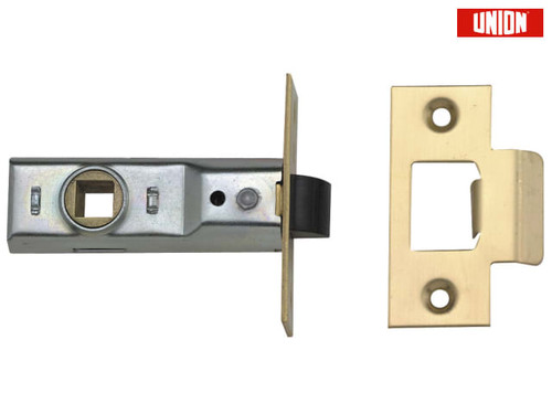 UNION - Tubular Mortice Latch 2648 Polished Brass 64mm 2.5in Visi