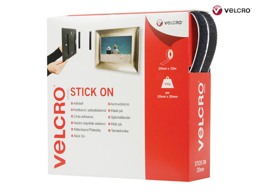 VELCRO Brand Stick On Tape 20mm x 10m Black