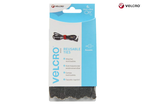 VELCRO Brand ONE-WRAP® Reusable Ties (6) 12mm x 20cm Black