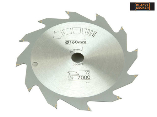 Black & Decker - Circular Saw Blade 160 x 16mm x 12T Fast Rip