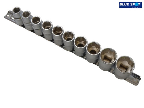 BlueSpot Tools - Sockets On Rail Set of 10 Metric 1/2in Drive