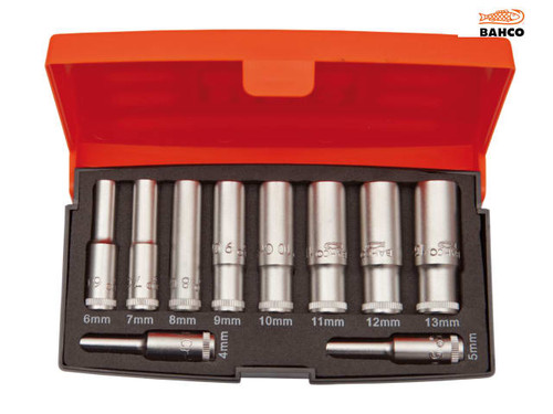 Bahco - S0810L 1/4in Drive Deep Socket Set of 10 Metric