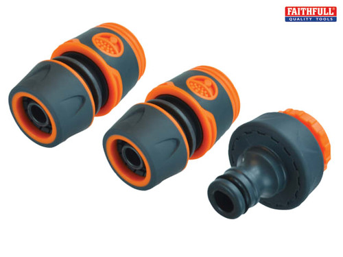 Faithfull - 3/4in Plastic Hose Fittings Kit, 3 Piece