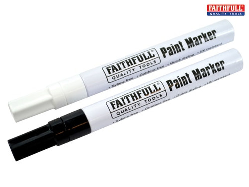 Faithfull - Paint Marker Pen Black & White (Pack of 2)