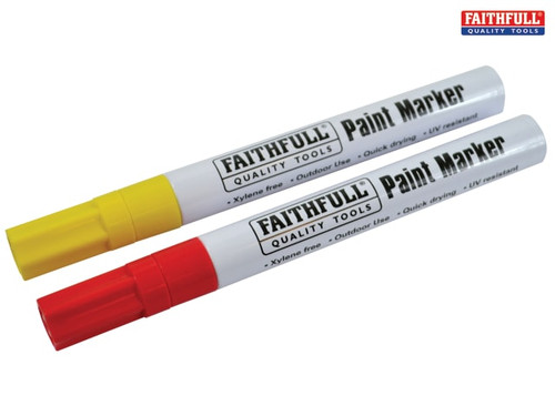 Faithfull - Paint Marker Pen Yellow & Red (Pack of 2)