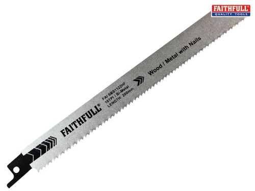 Faithfull - S1122HF Bi-Metal Sabre Saw Blade Demolition 200mm 10 TPI (Pack 5)