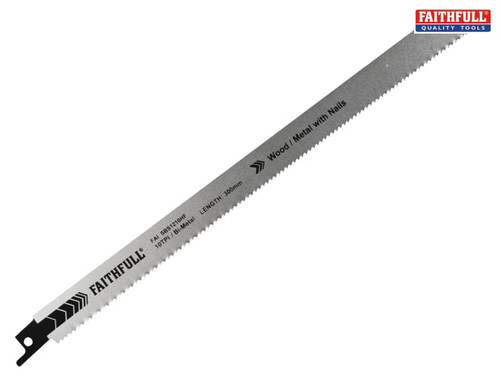 Faithfull - S1120HF Bi-Metal Sabre Saw Blade Demolition 300mm 10 TPI (Pack 5)