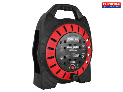 Faithfull Power Plus - Semi Enclosed Cable Reel 240V 20M 13A 4G