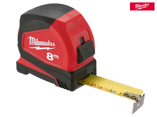 Milwaukee Hand Tools - Pro Compact Tape Measure 8m (Width 25mm) (Metric Only)