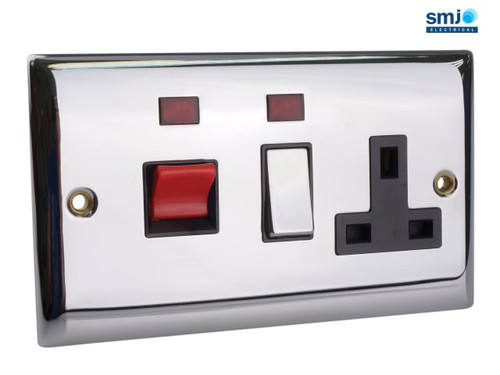 SMJ - Switched Cooker Control Unit Neon 45A 1 Gang Chrome
