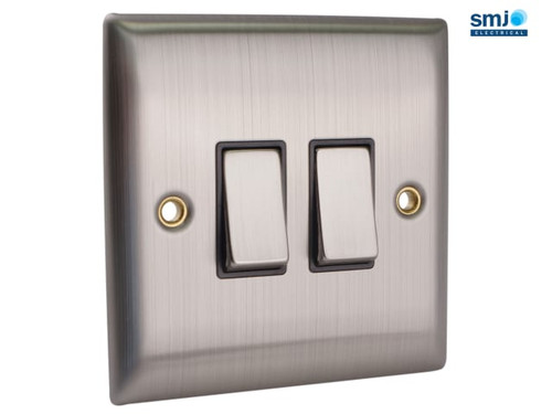 SMJ - 2-Way Light Switch 2-Gang Brushed Steel