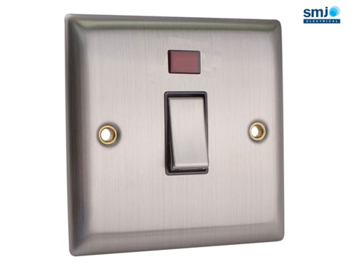 SMJ - DP Neon Switch 20A Brushed Steel