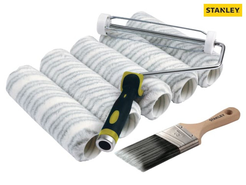 Stanley Tools - Emulsion Roller & 2in Stubby Max Finish Brush Set, 7 Piece