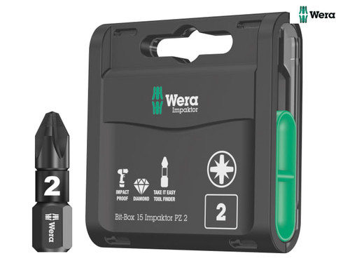 Wera - Bit-Box 15 Impaktor PZ2 x 25mm 15 Piece
