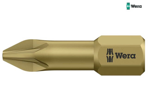 Wera - 855/1 TH Pozidriv Torsion PZ1 Extra Hard Bit 25mm Carded Pack of 2