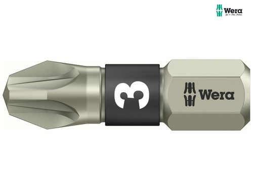 Wera - 3855/1 TS Pozidriv PZ3 Torsion Stainless Steel Insert Bits 25mm Carded