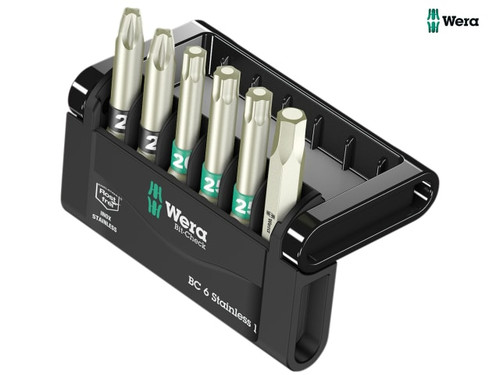 Wera - Bit-Check 6 Stainless 1 Torsion 50mm Bit Set of 6 PZ TX SL Carded