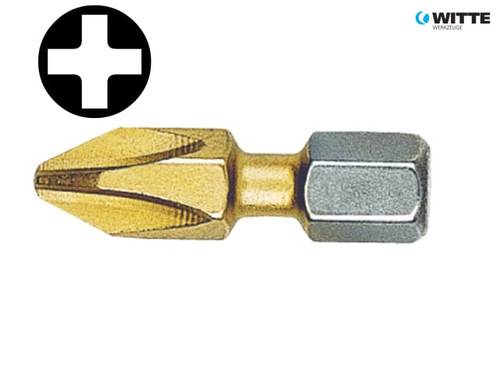 Witte - Phillips No.3pt Titanium Coated Screwdriver Bits 25mm (Card of 2)