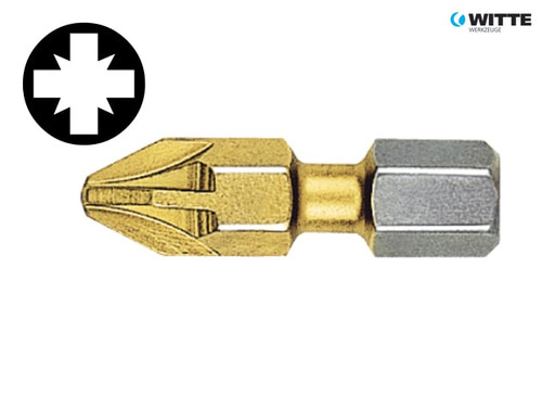Witte - Pozidriv 1pt Titanium Coated Screwdriver Bits 25mm (Card of 2)