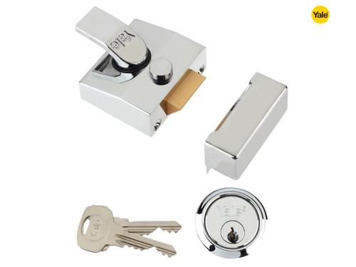 Yale Locks - 85 Deadlocking Nightlatch 40mm Backset Chrome Finish Box