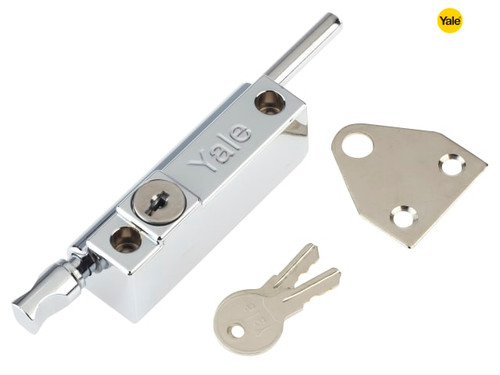 Yale Locks - P124 Door Push Bolt Polished Chrome Finish Visi