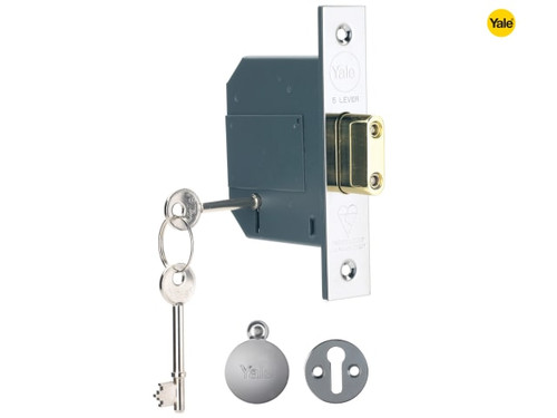 Yale Locks - PM562 Hi-Security BS 5 Lever Mortice Deadlock 68mm 2.5in Polished Chrome