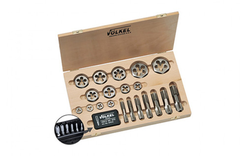 VOLKEL - HexTap - Double ended tap + hexagon die nuts (set of 26 pcs.) M 4x0.5 – M 20x1.5 - 48645