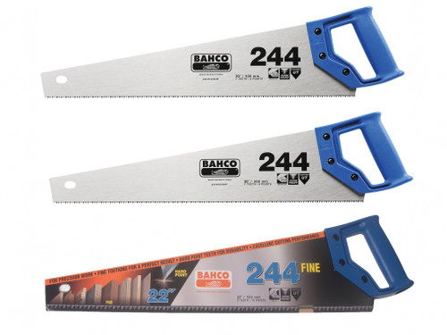 Bahco - 2 x 244 Hardpoint Handsaw 550mm (22in) & 1 x 244 Fine Cut Handsaw 550mm (22in)
