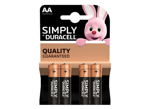Duracell - Simply AA Alkaline MN1500 Batteries (Pack 4)