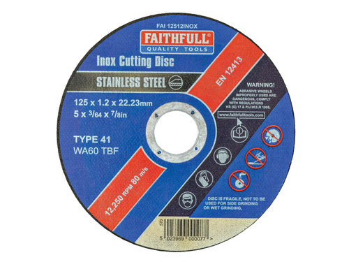 Faithfull Tools - Inox Cutting Disc 125 x 1.2 x 22.23mm