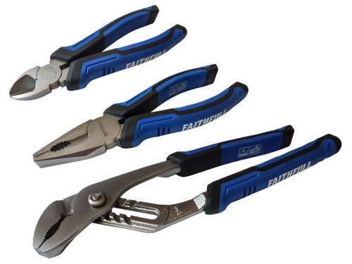 Faithfull Tools - Soft Grip Pliers Set, 3 Piece