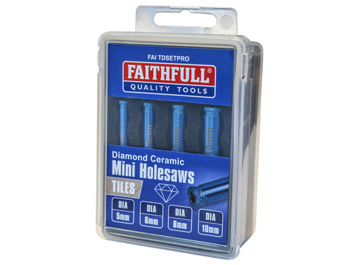Faithfull Tools - Diamond Ceramic Mini Holesaw Set, 4 Piece