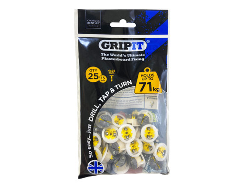 GRIPIT - Yellow Plasterboard Fixings 15mm (Pack 25)