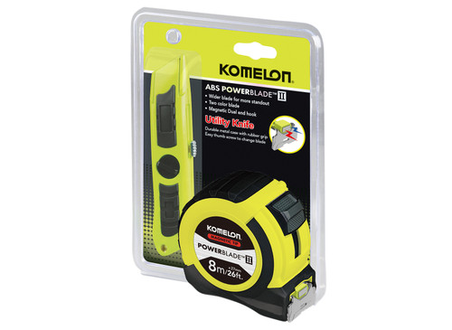 Komelon - PowerBlade II Pocket Tape 8m/26ft (Width 27mm) with Knife