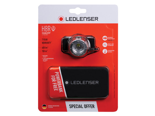 Ledlenser - H8R Rechargeable LED Headlamp + Free Powerbank