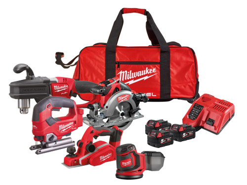 Milwaukee Power Tools - M18 FPP5L FUEL Woodworking Kit 18V 3 x 5.0Ah Li-ion