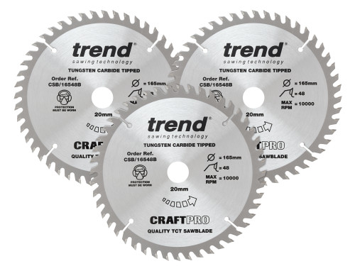 Trend - CraftPro Plunge Saw Blade 165 x 20mm x 48T (Pack 3)