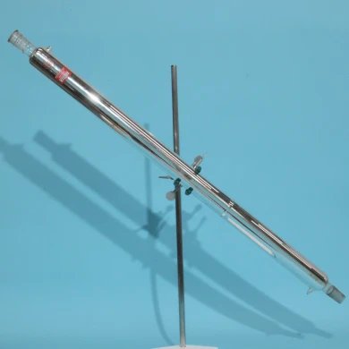 Used 24-inch Lab Glass Inc silver vacuum-jacketed Oldershaw gravity mixing column
