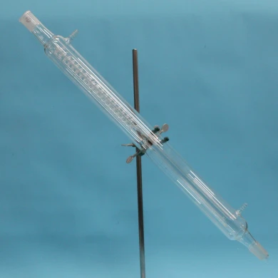 Used 38-inch Lab Glass jacketed Dimroth coil condenser for high-efficiency solvent recovery