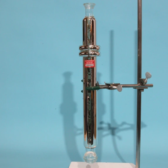 Used 22.5-inch silver vacuum-jacketed Oldershaw fractional distillation column