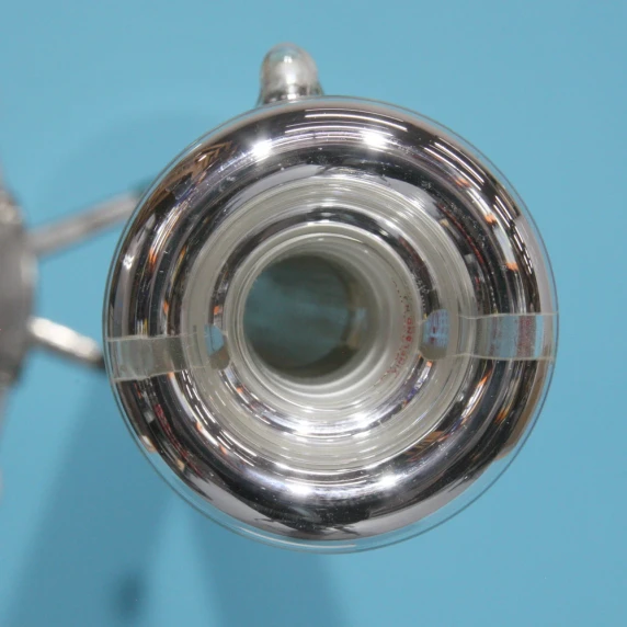 new silver vacuum jacketed Oldershaw mixing column for gravity liquid contact and chemical process development