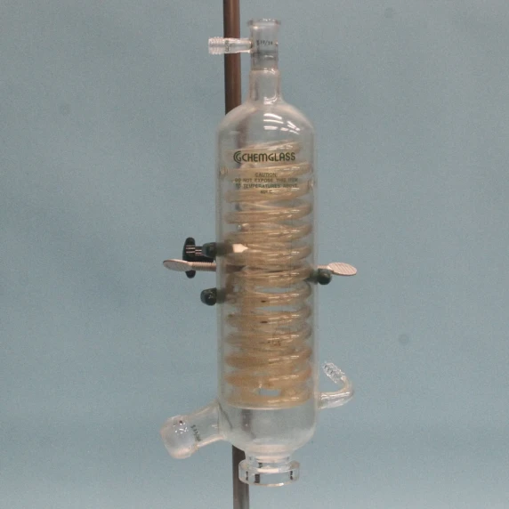 Used Chemglass CG-1326-10 double-coil rotary evaporator condenser assembly