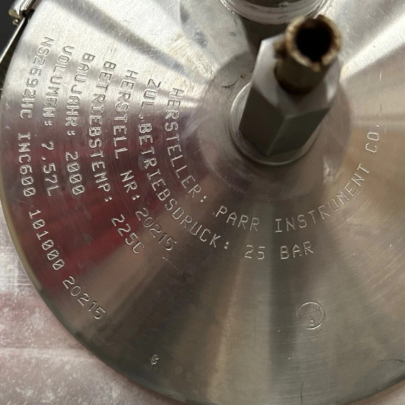 Parr 4552 Material of Construction Inconel Pressure Reactor