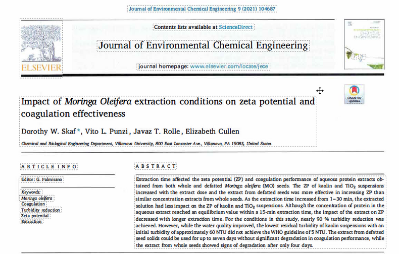 Impact of Mori.nga Oleifera extraction conditions on zeta potential and coagulation effectiveness 