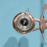 Close-up of the 35/25 top ground glass joint on a silver vacuum-jacketed Oldershaw distillation column