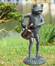 SPI Home 34253 Frog with Watering Can Sculpture